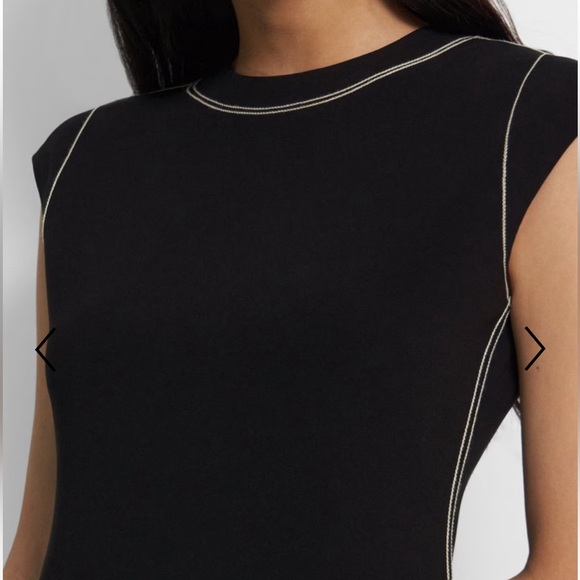 THEORY Embroidered Shift Dress in Admiral black and white Crepe women size 2 new - Picture 3 of 8